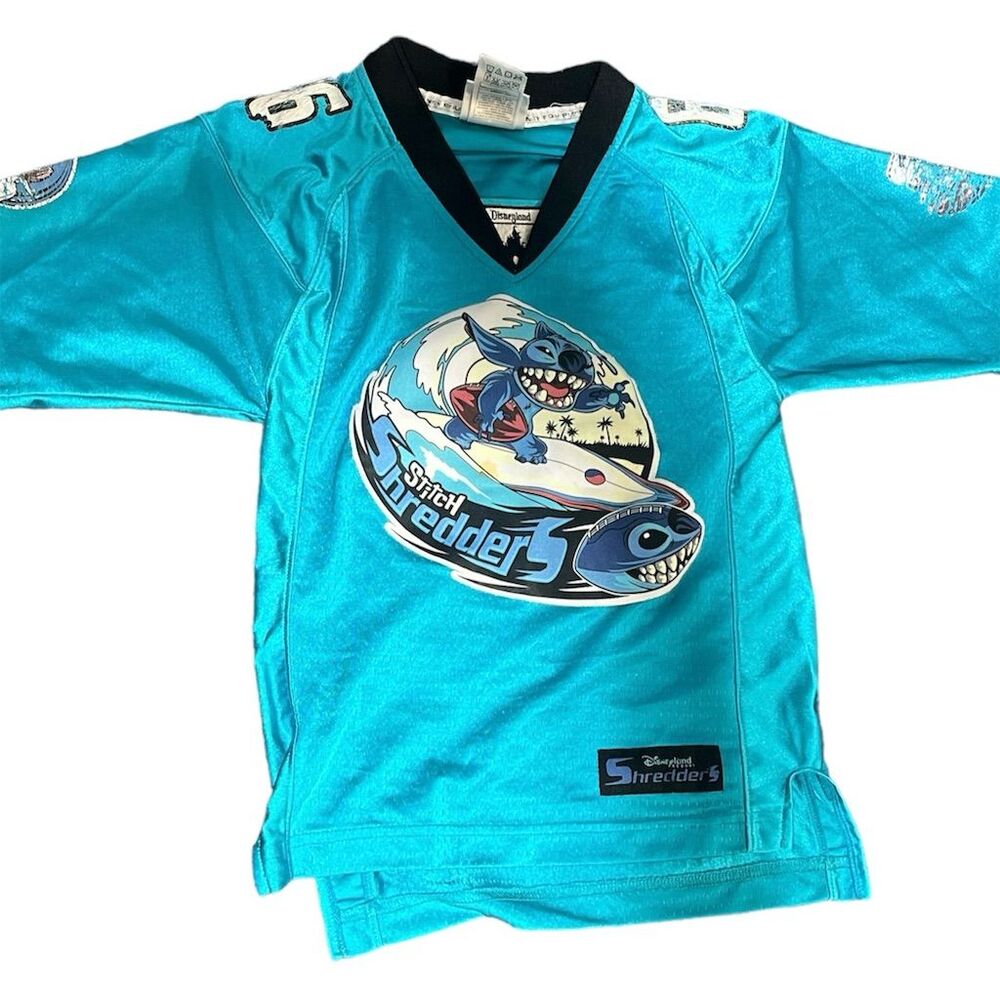 Disney Resort Stitch Kids S (6) Football Jersey Blue Rare Vintage Lilo & Stitch